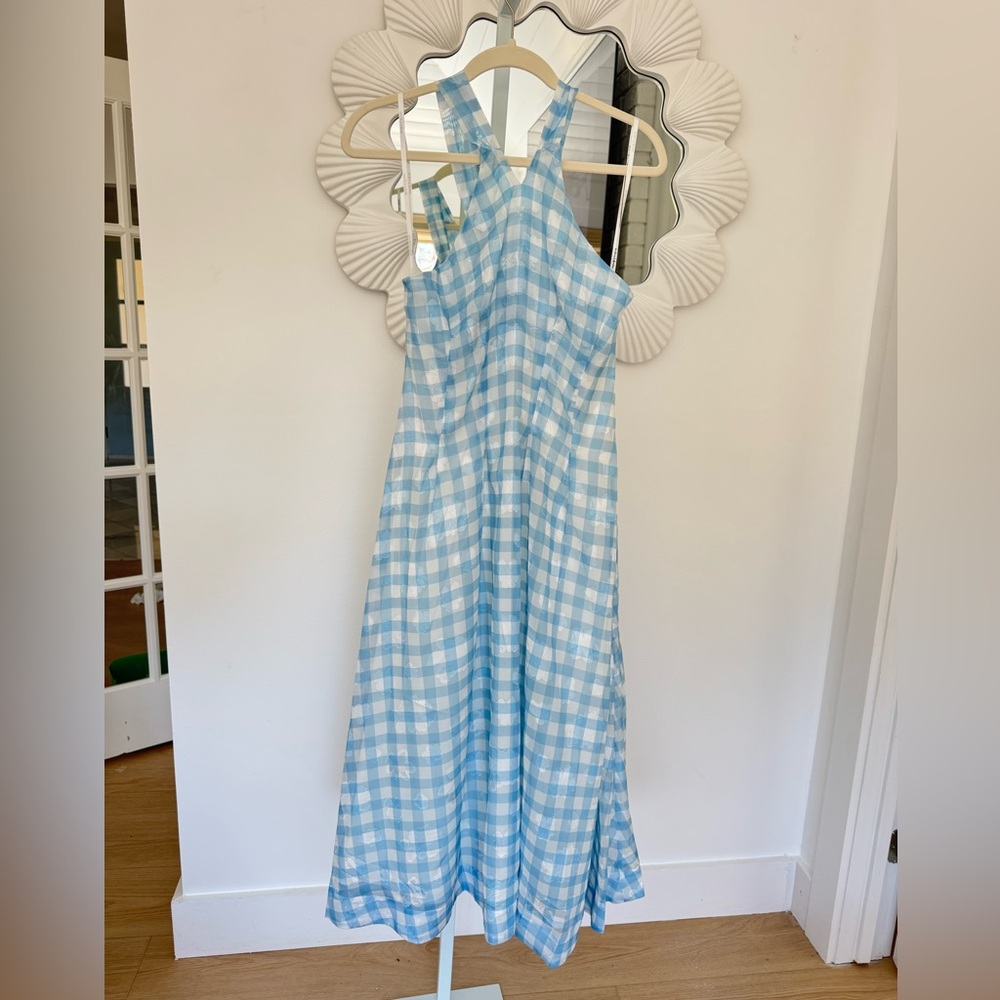 NWT For Love and Lemons Claudette Gingham Midi Dress in Light Blue + White - Picture 5 of 15